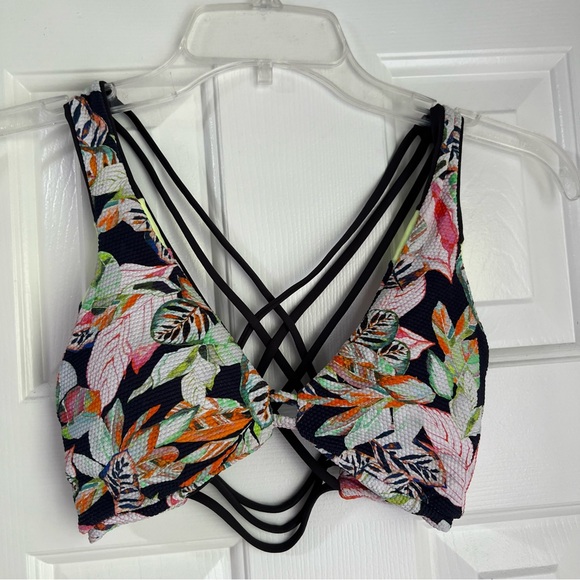 Maaji Reversible Bikini Swimsuit Strappy Top Floral Palm Tree Leaf Bright - Picture 4 of 12